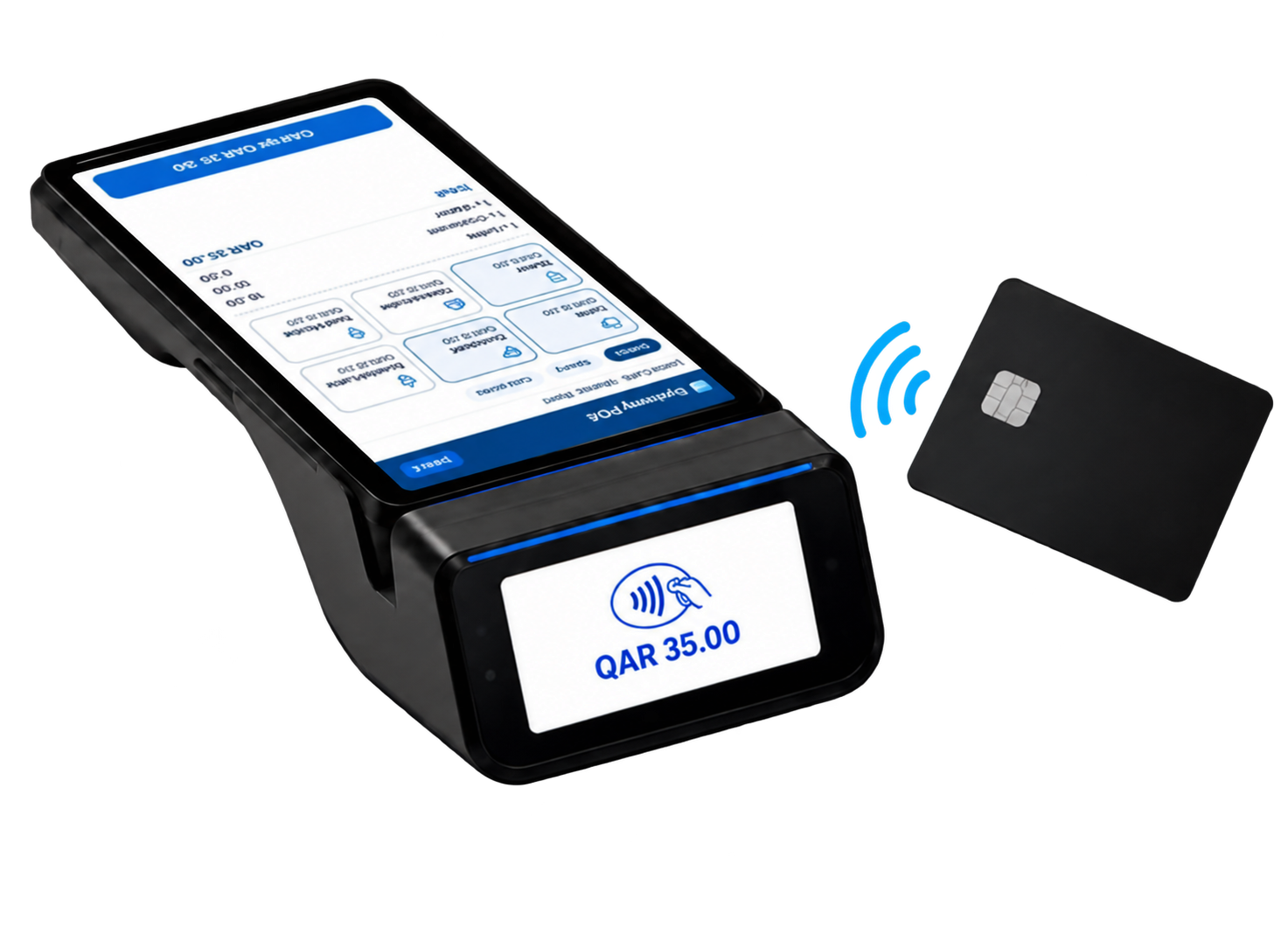 Systemy POS app: employee screen and customer payment display