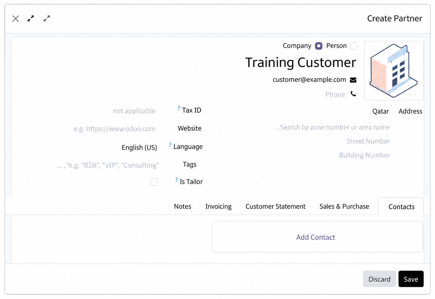 Fictional customer contact